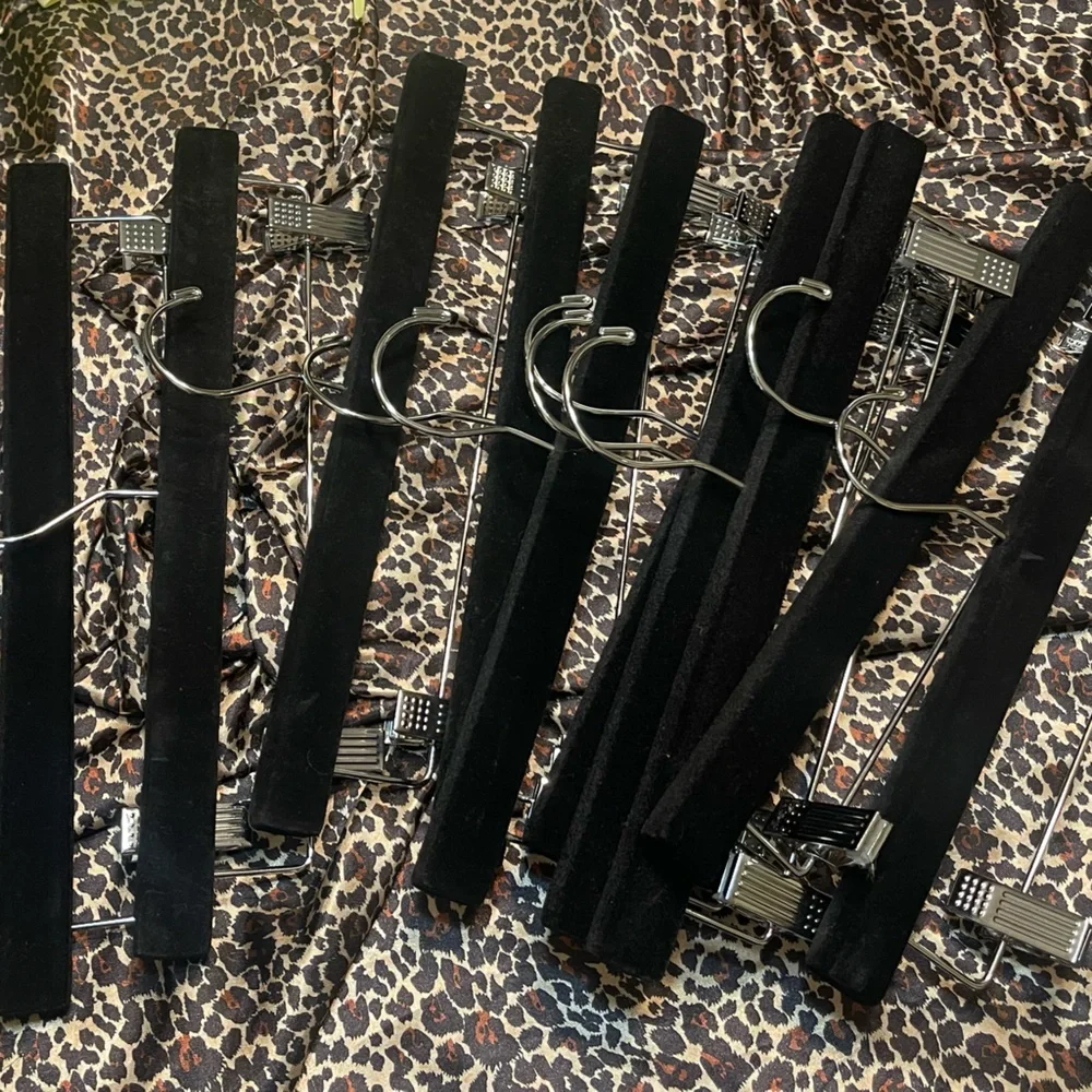 10 Crushed Velvet Black and Silver Pant Hangers